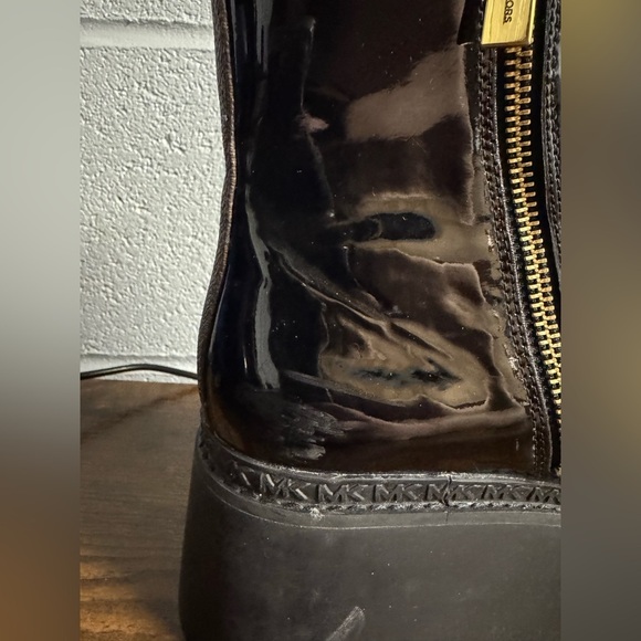 MICHAEL KORS Geller Patent Leather Rubber Wedge‎ Booties  black Size 7M - Picture 8 of 12